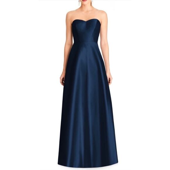 ALFRED SUNG Dresses & Skirts - Alfred Sung D748 sweetheart neckline midnight blue strapless satin gown Size 12